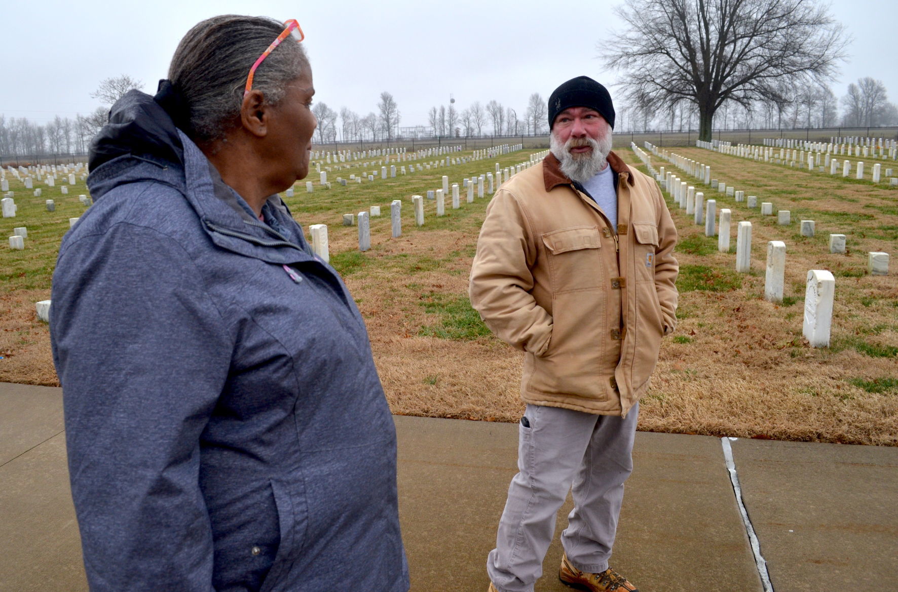 Corene researches USCT at Mounds Cemetery 3